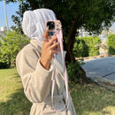 Light Purple Leather Case with Grip, Card Slot and Strap Lanyard - كفر جلد مع مسكة ومحفظة للبطاقات والنقود وخيط سلسة علاقة