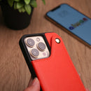 Orange Wallet Leather Case with Mirror, Card Slot and Lanyard - كفر مع مراية ومكان للبطاقات وخيط علاقة