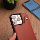 Brown Wallet Leather Case with Mirror, Card Slot and Lanyard - كفر مع مراية ومكان للبطاقات وخيط علاقة