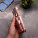 Rose Gold Wallet Case with Zipper - كفر مع محفظة للبطاقات والكاش وجيب للخردة