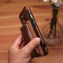 Velvet Case with Wallet Card and Money Slots - Brown -  كفر مع محفظة للبطاقات والنقود