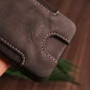 Black Leather Case with Back Card Slots - كفر جلد مع محفظة للبطاقات بالخلف