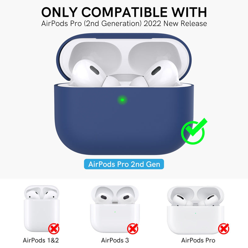 Ahastyle Silicone Case With Strap - Apple AirPods Pro 2/3 - Midnight Blue - كفر حماية مع ستراب - سماعة ابل ايربودز برو 3/2
