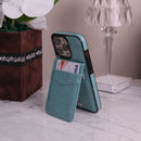 Light Green Leather Phone Case with Wallet Card - كفر مع محفظة للبطاقات والنقود وستاند جانبي