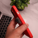 Red Soft Silicone Wallet Card Phone Case - كفر مع محفظة للبطاقات بالخلف
