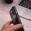 Leather Case with Two Back Card Slot - Dark Blue - كفر جلد مع محفظة للبطاقات والنقود