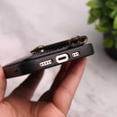 Black Leather Wallet Case with Card Slot and Lanyard - كفر مع محفظة للبطاقات والكاش وخيط علاقة