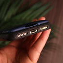 Blue Leather Case with Back Card Slots - كفر جلد مع محفظة للبطاقات بالخلف