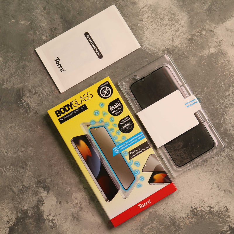 Torrii BODYGLASS (Anti-bacterial) for iPhone 12/12 Pro/12 Pro MAX - Privacy - حماية شاشة خصوصية برايفسي - توري - مقاومة للخدش والبكتيريا