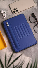 Blue iPad Case with Stand, Card and Pen Slot - كفر حماية ايباد مع ستاند ومكان للبطاقات والقلم