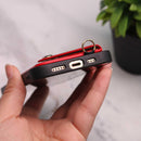 Red Leather Wallet Case with Card Slot and Lanyard - كفر مع محفظة للبطاقات والكاش وخيط علاقة