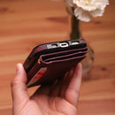 Velvet Case with Wallet Card and Money Slots - Burgundy -  كفر مع محفظة للبطاقات والنقود