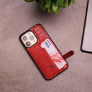 Crocodile Leather Case with Card Slot and Stand - Red -  كفر جلد مع محفظة للبطاقات والنقود وستاند