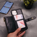 Black Wallet Case with Zipper - كفر مع محفظة للبطاقات والكاش وجيب للخردة