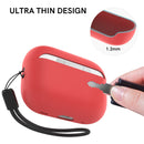 Ahastyle Silicone Case With Strap - Apple AirPods Pro 2/3 - Red - كفر حماية مع ستراب - سماعة ابل ايربودز برو 3/2