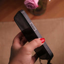 Leather Black Case with Back Card Slot and Strap - كفر جلد مع محفظة للبطاقات مع خيط علاقة