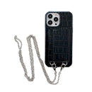 Black Leather Case with Card Slot and Strap Lanyard - كفر جلد مع محفظة للبطاقات والنقود وخيط سلسة علاقة