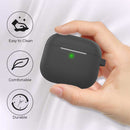 Ahastyle Silicone Keychain Case - Apple AirPods 3 - Black - كفر حماية مع ميدالية - سماعة ابل ايربودز 3
