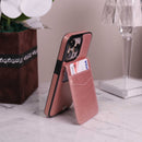 Rose Gold Leather Phone Case with Wallet Card - كفر مع محفظة للبطاقات والنقود وستاند جانبي