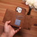 Velvet Case with Wallet Card and Money Slots - Brown -  كفر مع محفظة للبطاقات والنقود