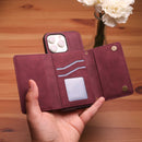 Velvet Case with Wallet Card and Money Slots - Burgundy -  كفر مع محفظة للبطاقات والنقود