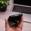 Leather Case with Two Back Card Slot - Black - كفر جلد مع محفظة للبطاقات والنقود