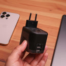 Porodo Universal Travel Charger - شاحن حائط دولي - لجميع دول العالم - منفذين للشحن الذكي والسريع - كفالة 24 شهر