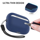 Ahastyle Silicone Case With Strap - Apple AirPods Pro 2/3 - Midnight Blue - كفر حماية مع ستراب - سماعة ابل ايربودز برو 3/2