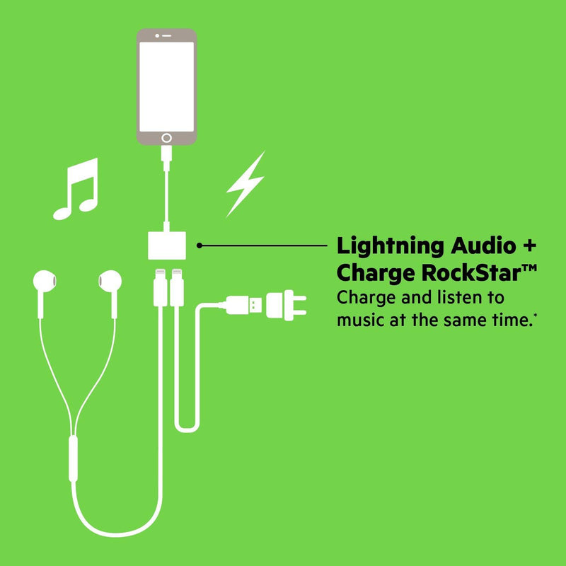 Belkin Lightning Audio + Charge Rockstar - وصلة للشحن والسماعة بنفس الوقت - لجميع اجهزة الايفون - بيلكن - كفالة 12 شهر