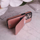 Rose Gold Leather Phone Case with Wallet Card - كفر مع محفظة للبطاقات والنقود وستاند جانبي