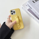 Yellow Leather Case with Grip - كفر جلد مع مسكة شريطة