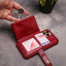 Red Maroon Wallet Case with Zipper - كفر مع محفظة للبطاقات والكاش وجيب للخردة