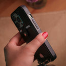 Leather Black Case with Back Card Slot and Strap - كفر جلد مع محفظة للبطاقات مع خيط علاقة