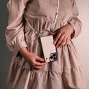 White Wallet Leather Case with Mirror, Card Slot and Lanyard - كفر مع مراية ومكان للبطاقات وخيط علاقة