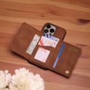 Velvet Case with Wallet Card and Money Slots - Brown -  كفر مع محفظة للبطاقات والنقود