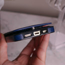 Dark Blue Leather Phone Case with Wallet Card - كفر مع محفظة للبطاقات والنقود وستاند جانبي