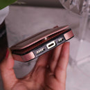 Rose Gold Leather Phone Case with Wallet Card - كفر مع محفظة للبطاقات والنقود وستاند جانبي