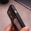 Crocodile Leather Case with Card Slot and Stand - Brown -  كفر جلد مع محفظة للبطاقات والنقود وستاند