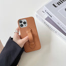 Dark Brown Leather Case with Grip - كفر جلد مع مسكة شريطة