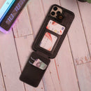 Black Leather Case with Wallet Card Slot - كفر جلد مع محفظة للبطاقات والنقود