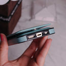 Light Green Leather Phone Case with Wallet Card - كفر مع محفظة للبطاقات والنقود وستاند جانبي