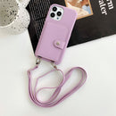 Purple Case with Card Wallet and Strap Lanyard - كفر جلد مع محفظة للبطاقات وخيط علاقة