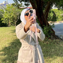 Light Purple Leather Case with Grip, Card Slot and Strap Lanyard - كفر جلد مع مسكة ومحفظة للبطاقات والنقود وخيط سلسة علاقة