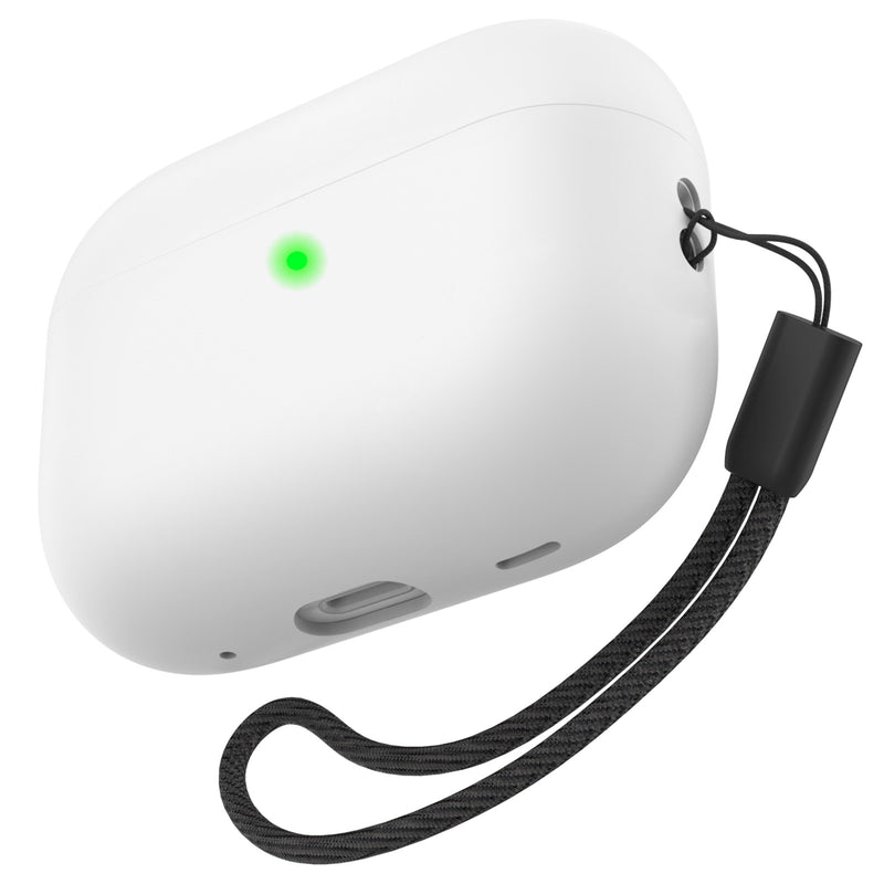 Ahastyle Silicone Case With Strap - Apple AirPods Pro 2/3 - White - كفر حماية مع ستراب - سماعة ابل ايربودز برو 3/2