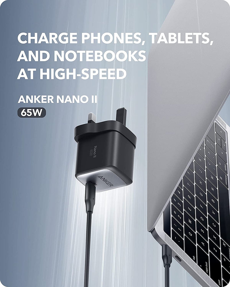 Anker Nano II 65W [D] - شاحن حائط تايب سي - انكر - قوة 65 واط - كفالة 18 شهر