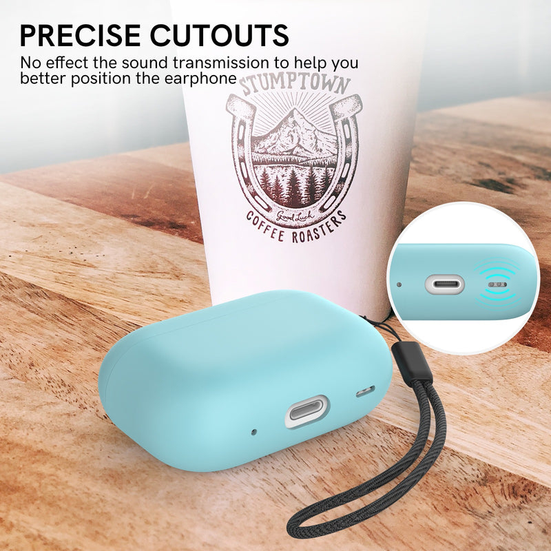 Ahastyle Silicone Case With Strap - Apple AirPods Pro 2/3 - Mint Green - كفر حماية مع ستراب - سماعة ابل ايربودز برو3/2