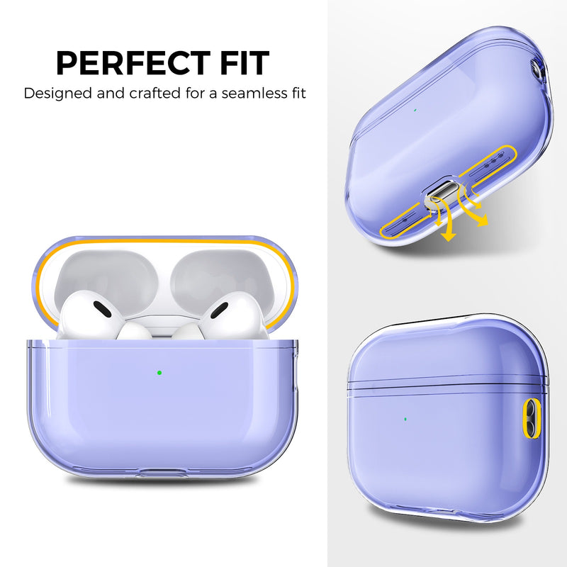 Ahastyle Transparent TPU Case - Apple AirPods Pro 2/3 - Purple - كفر حماية مع ستراب - سماعة ابل ايربودز برو3/2