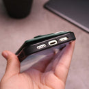 Crocodile Leather Case with Card Slot and Stand - Green -  كفر جلد مع محفظة للبطاقات والنقود وستاند