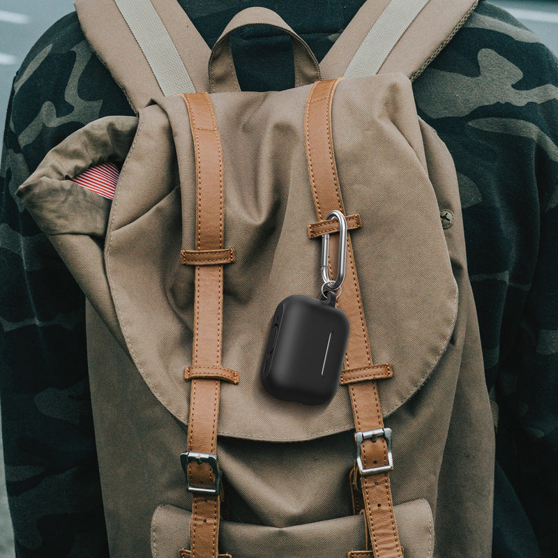 Ahastyle Silicone Keychain Case - Apple AirPods Pro 3/2 - Black - كفر حماية مع ميدالية - سماعة ابل ايربودز برو 3/2