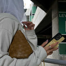 Yellow Leather Case with Mirror, Card Wallet and Strap Lanyard - كفر جلد مع محفظة للبطاقات ومرايا وخيط علاقة